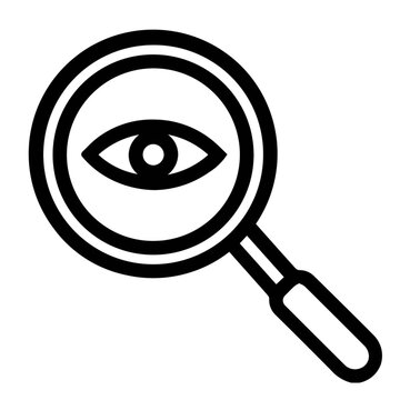 Magnifying glass with eye for investigation and insight,&nbsp;vector icon illustration&nbsp;and attention to detail, perfect for themes related to detective work, research, or analysis.