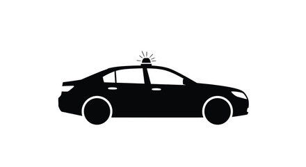 Silhouette of a black police car with activated emergency lights © Nasima