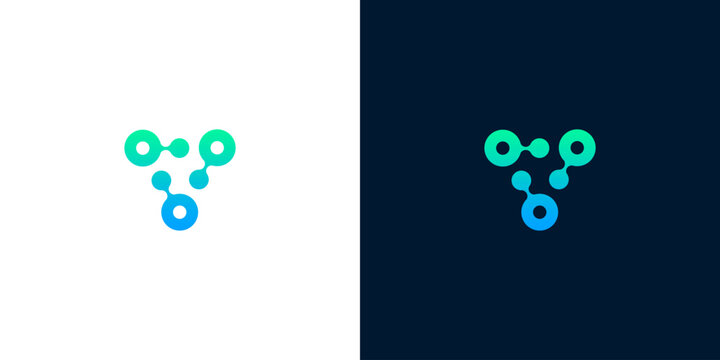 Dynamic abstract logo design with interconnected nodes forming a triangular shape. Symbolizes technology, network, digital connection, data flow, and innovation for modern brands