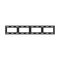 Minimal film strip icon with sprocket holes. Classic cinema movie frame symbol for video editing and production