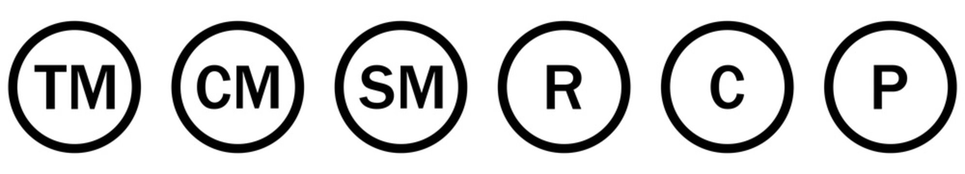 Set of outline registered trademark symbols