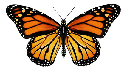 Obraz premium Vibrant monarch butterfly with open wings on black background