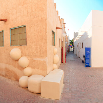3 December 2025, Bahrain, Manama: Muharraq Historical Neighborhood showing traditional architecture and heritage Pearling Path