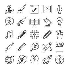 Fototapeta premium Collection of creative design icons representing ideas art and innovation