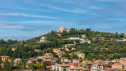 Hilltop Basilica di San Zeno and Verona residential area