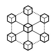 Obraz premium A geometric diagram showcasing interconnected hexagonal shapes in a symmetrical pattern.