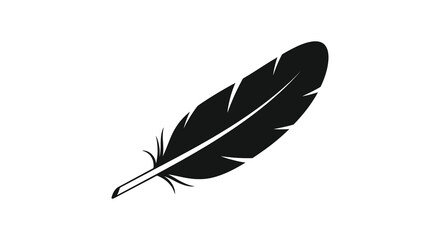 Obraz premium A stark black and white image depicts a single feather showcasing its delicate barbs and quill high quality