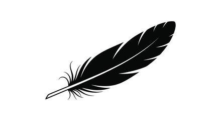 Obraz premium A striking black and white illustration depicts a single feather showcasing its delicate barbs and quill high quality professional detailed