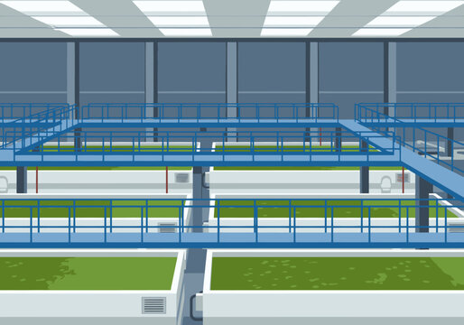 Industrial algae farm scale showcases a modern, sterile setting with a large algae cultivation system. Clean lines and bright lighting create a professional, technologically advanced visual.