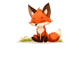 Cute Red Fox Vector Illustration