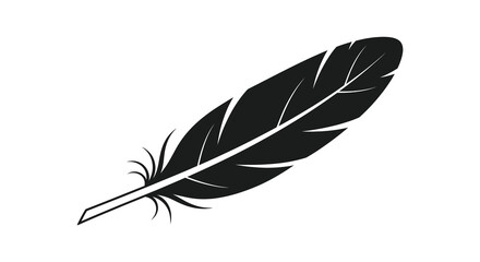 Fototapeta premium A striking black and white illustration depicts a single feather showcasing its delicate barbs and quill high quality