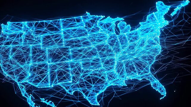 Digital map of USA with network connections