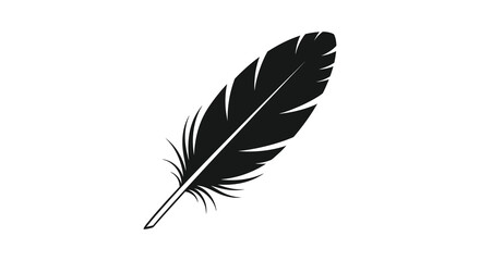 A striking black and white silhouette depicts a single feather showcasing its delicate barbs and quill high quality