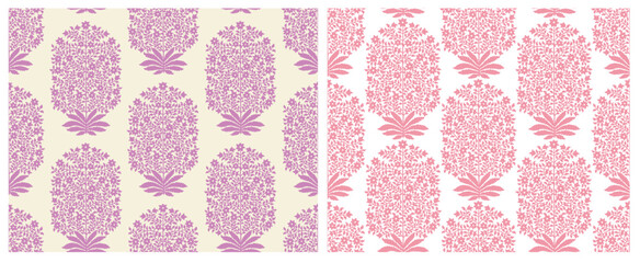 Traditional Mughal floral motif seamless pattern with hand drawn vintage botanical flowers. Vintage Mughal floral seamless pattern © Design 35