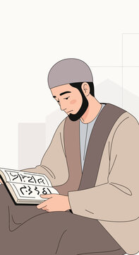 Devout Man Studying Sacred Texts With Focus And Reverence