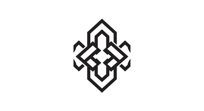 Geometric abstract black logo design element on white background.