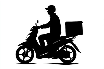 Obraz premium Delivery rider on scooter with large box on back