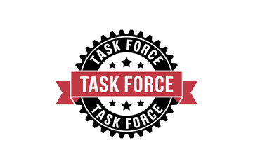 Obraz premium Task force emblem with gear and ribbon badge design element isolated on transparent background