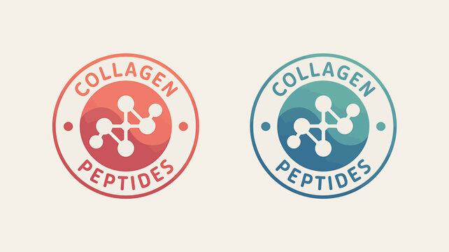 Collagen peptides logo design with molecular structure icons  health and nutrition concept