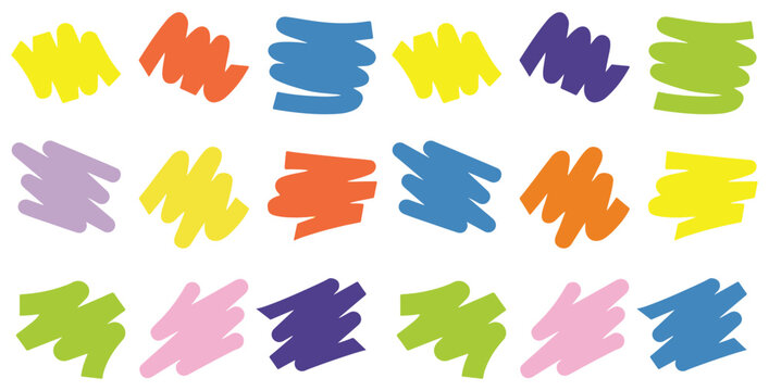 A vibrant collection of colorful marker scribbles creating a playful abstract background pattern for artistic design elements