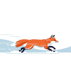 Obraz premium Dynamic Fox Galloping Swiftly Through Snowy Landscape Motion Blur