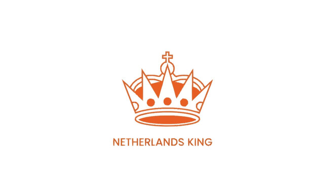 Orange crown with Netherlands King text royalty monarchy