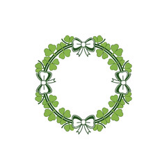 Fototapeta premium Elegant Shamrock Wreath Decorative Element With Bows