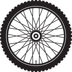 Cyclist Wheel's Symbol: A meticulously rendered close-up illustration of a bicycle wheel, highlighting the precision engineering and design of the spokes, tire, and hub. This image embodies adventure.
