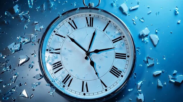 Clock shattering with glass fragments