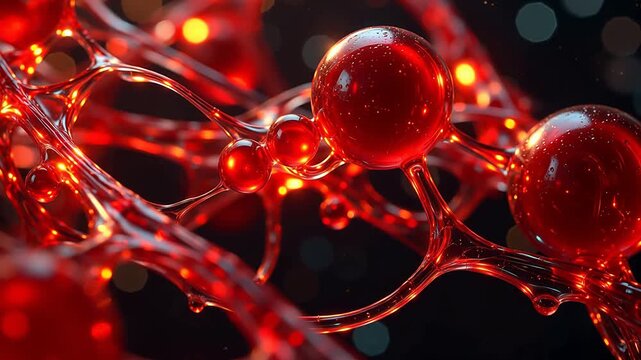 Abstract red liquid structures