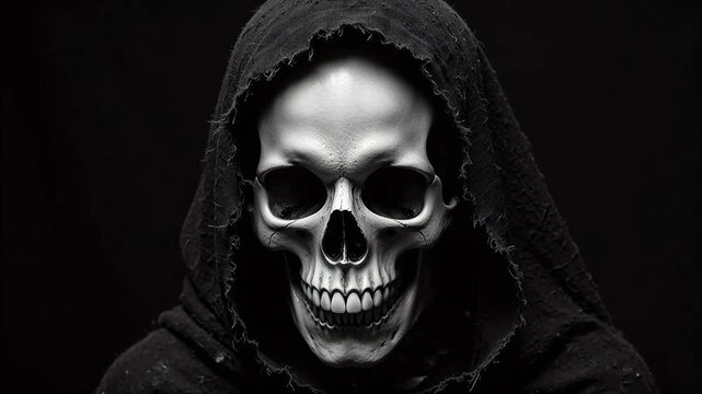 Skull in hooded cloak