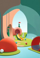Naklejka premium Geometric Sphere Playground for Kids Illustration