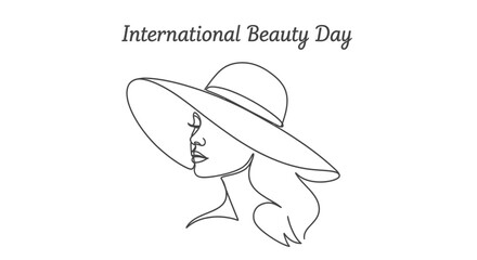 Fototapeta premium Woman's profile outline wearing a wide-brimmed sun hat elegantly.