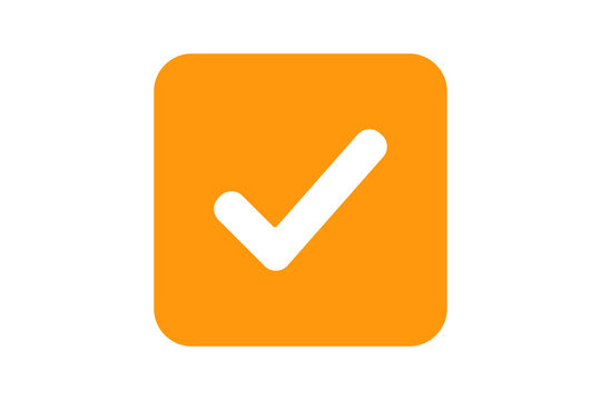 Orange tick check box icon PNG