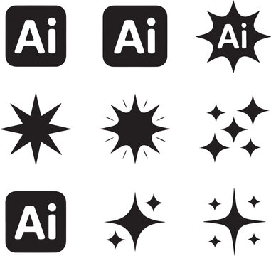 Adobe Illustrator Logo and Sparkle Icons Set for Graphic Design, Digital Art, and Creative Projects