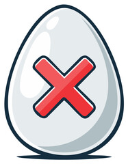 Obraz premium Cartoon Egg with a Red X Mark Symbolizing Error or Rejection