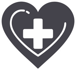 Obraz premium Medical Cross Inside Heart Icon Symbolizing Health Care Wellness and Protection