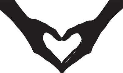 Obraz premium Two hands forming a heart shape with fingers touching creating a symbol of love and affection isolated on a transparent background for graphic design