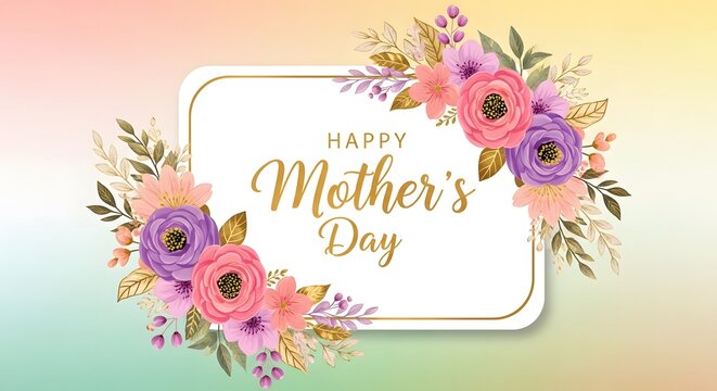 Happy international mother's day greeting card with beautiful floral wishes