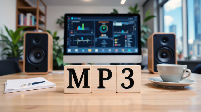 MP3 audio format (MPEG-1 Audio Layer III) for compressed music files and playback conversion workflows, sound fidelity checks for streaming and download distribution in media libraries