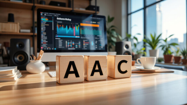AAC audio codec compression for streaming and mobile playback, advanced audio coding format supporting podcast delivery, music download and efficient bandwidth use with clear sound