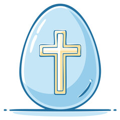 Fototapeta premium Cartoon Easter Egg with Christian Cross Symbol. Religious Iconography