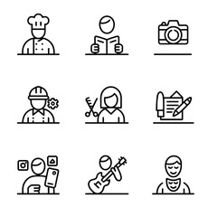 Collection of vector icons showing different head profiles and styles