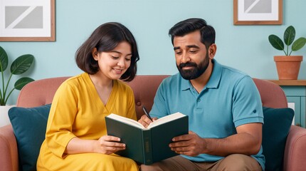 Obraz premium Engaging Moments of a Couple Reading Together