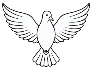 Fototapeta premium Outline of a Dove with Wings Spread in Flight, Symbol of Peace and Hope