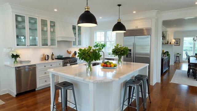 Modern kitchen with white cabinetry