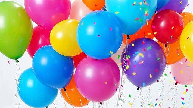 Colorful balloons and confetti