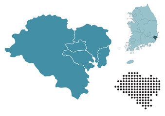 Obraz premium Set maps of Ulsan city