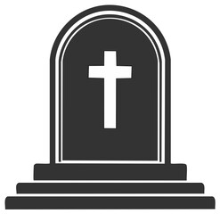 Obraz premium Tombstone with Cross Emblem - Vector Image of Gravestone Memorial Symbolizing Remembrance, Grief, and Christianity