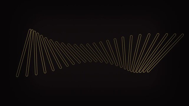 Dynamic Gold Lines Radiating Energy Across Black Canvas &ndash; Central Abstract Illustration Viewed Straight On Kinetic Gold Wave